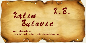 Kalin Bulović vizit kartica